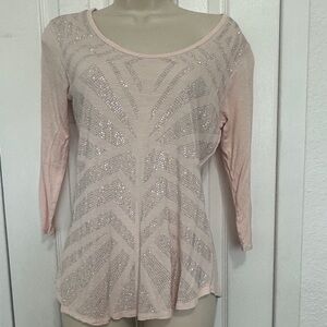 Buffalo David Bitton Light Pink Sequin Blouse